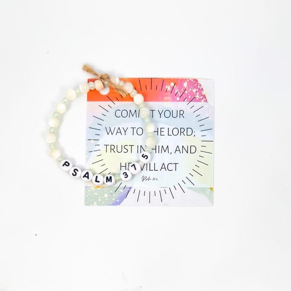 Bible Verse Beaded Bracelet - Handmade - NEW - Psalm 37:5 - Picture 1 of 2